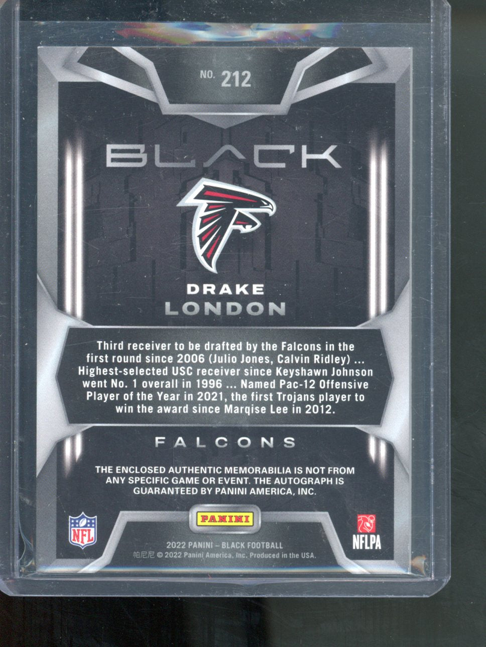 2022 Panini Black Drake London Rookie Patch Autograph Auto Jersey RC /99