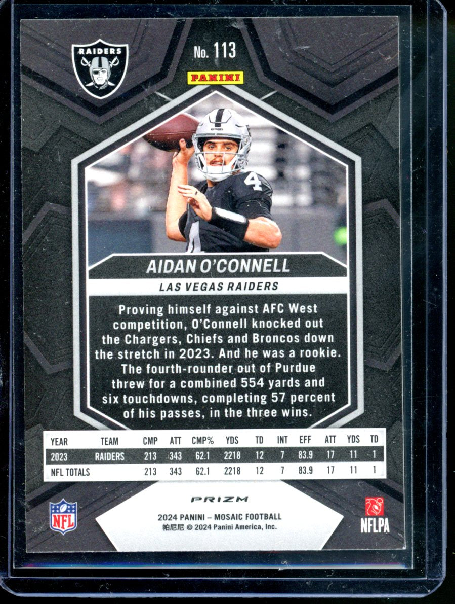 2024 Panini Mosaic Aidan O'Connell Honeycomb Prizm #113 Case Hit