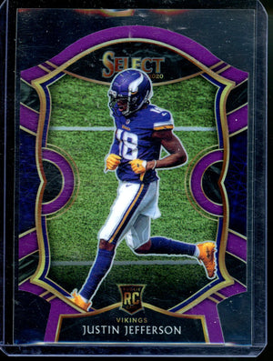 2020 Panini Select - Concourse Justin Jefferson #61 Purple Prizm Die-Cut (RC)