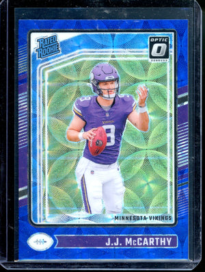 2024 Panini Donruss Optic Rated Rookie J.J. McCarthy #235 Blue Scope Prizm (RC)