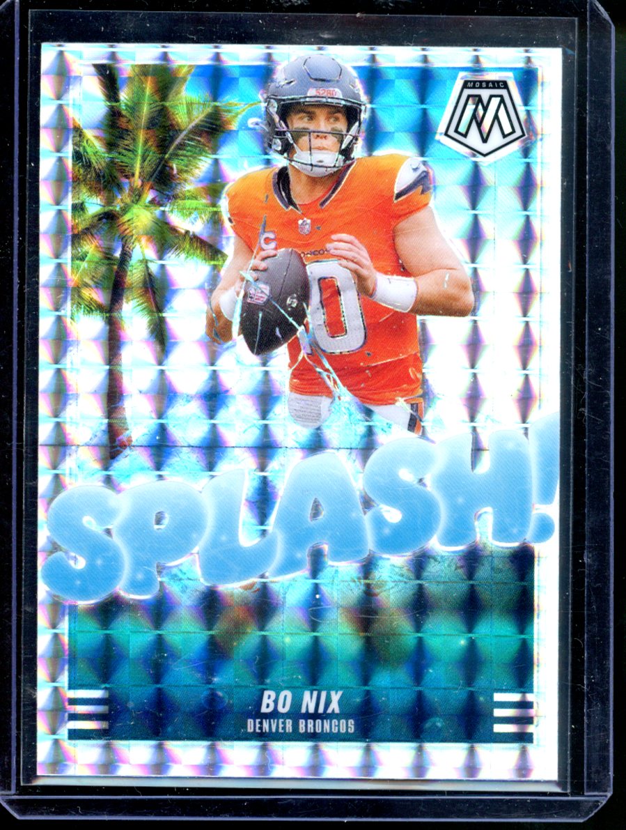 2025 Panini Mosaic Bo Nix Splash! Mosaic Prizm Refractor #1
