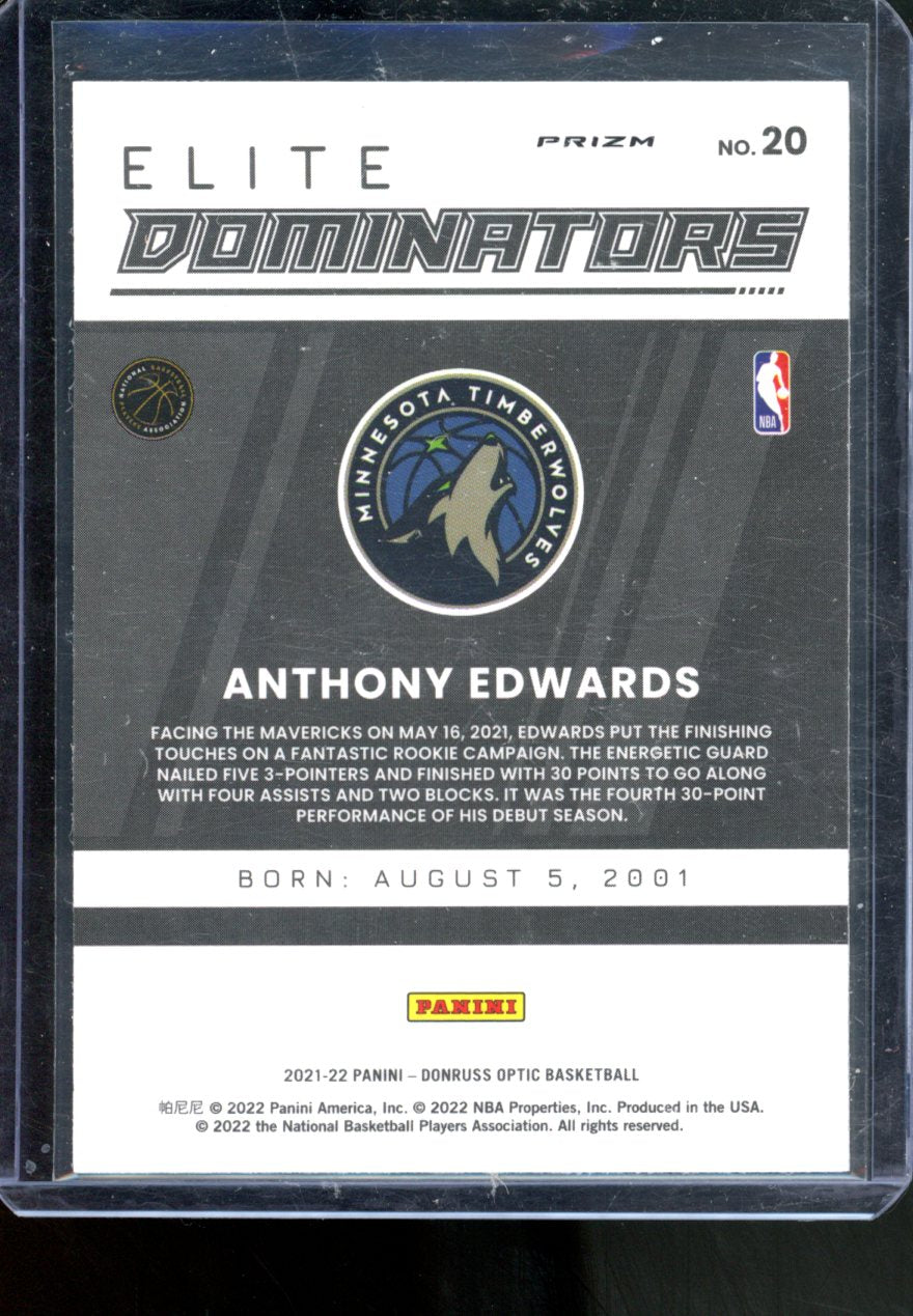 2021-22 PANINI DONRUSS OPTIC ANTHONY EDWARDS ELITE DOMINATORS FAST BREAK DISCO PRIZM
