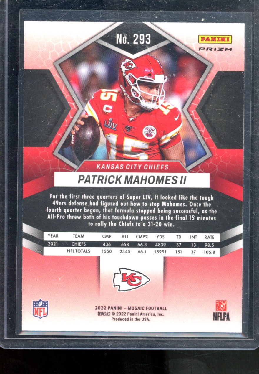 2022 PANINI MOSAIC PATRICK MAHOMES II SILVER MOSAIC PRIZM #293