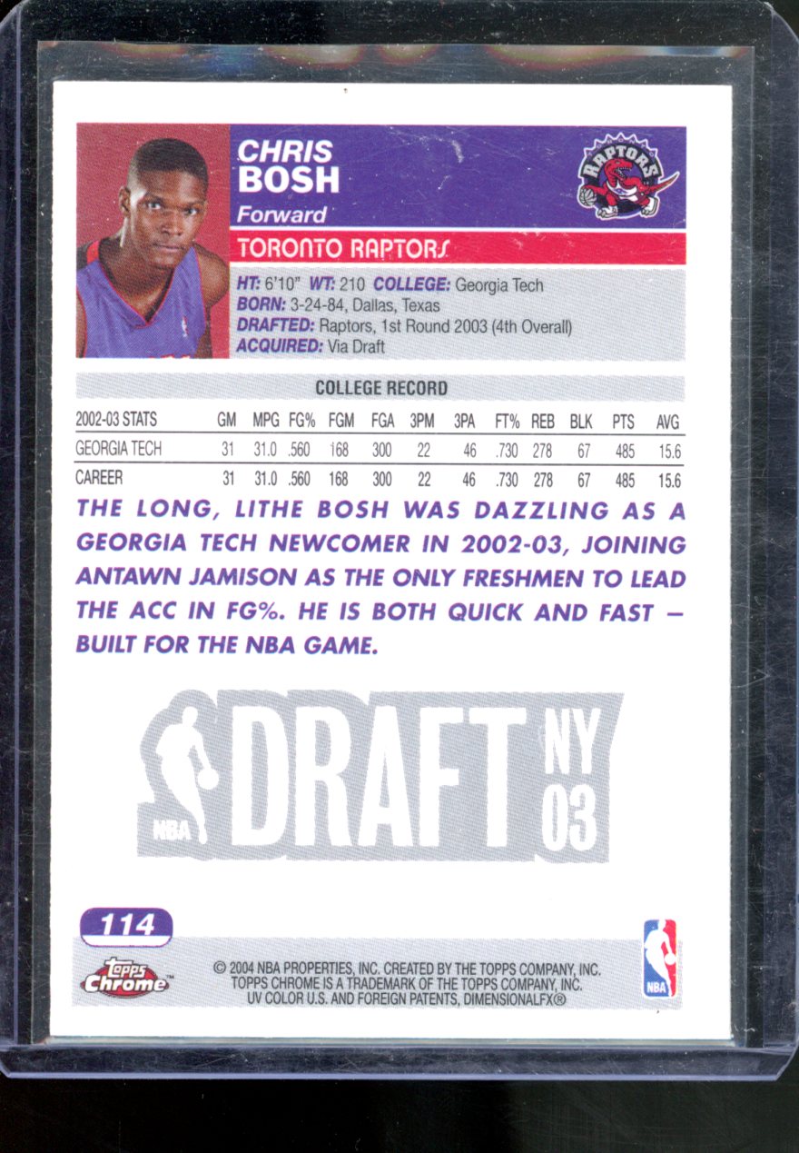 2003-04 TOPPS CHROME CHRIS BOSH ROOKIE CARD #114