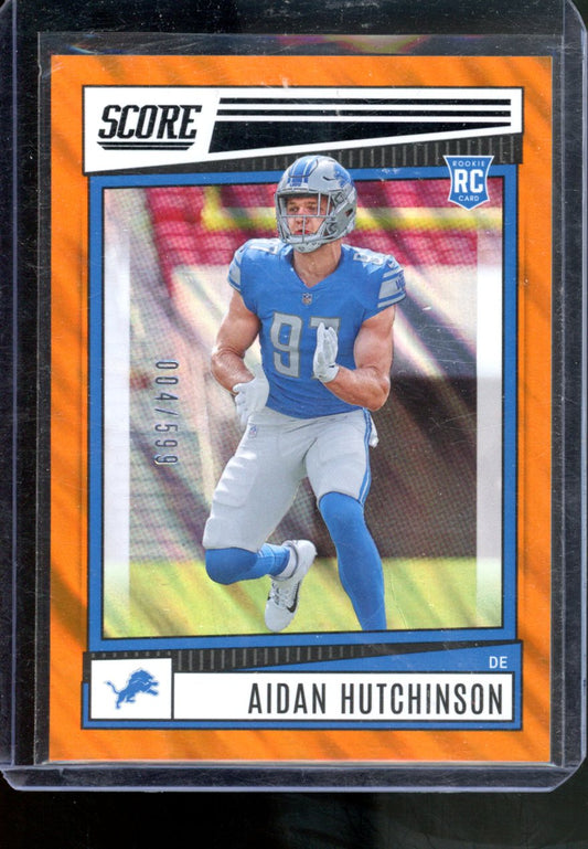 2022 PANINI SCORE AIDAN HUTCHINSON ORANGE LAVA ROOKIE /599