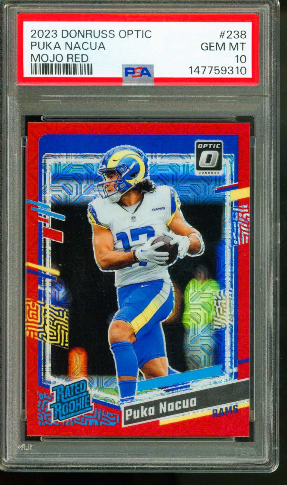 2023 DONRUSS OPTIC PUKA NACUA RATED ROOKIE MOJO RED PSA 10 GEM MINT