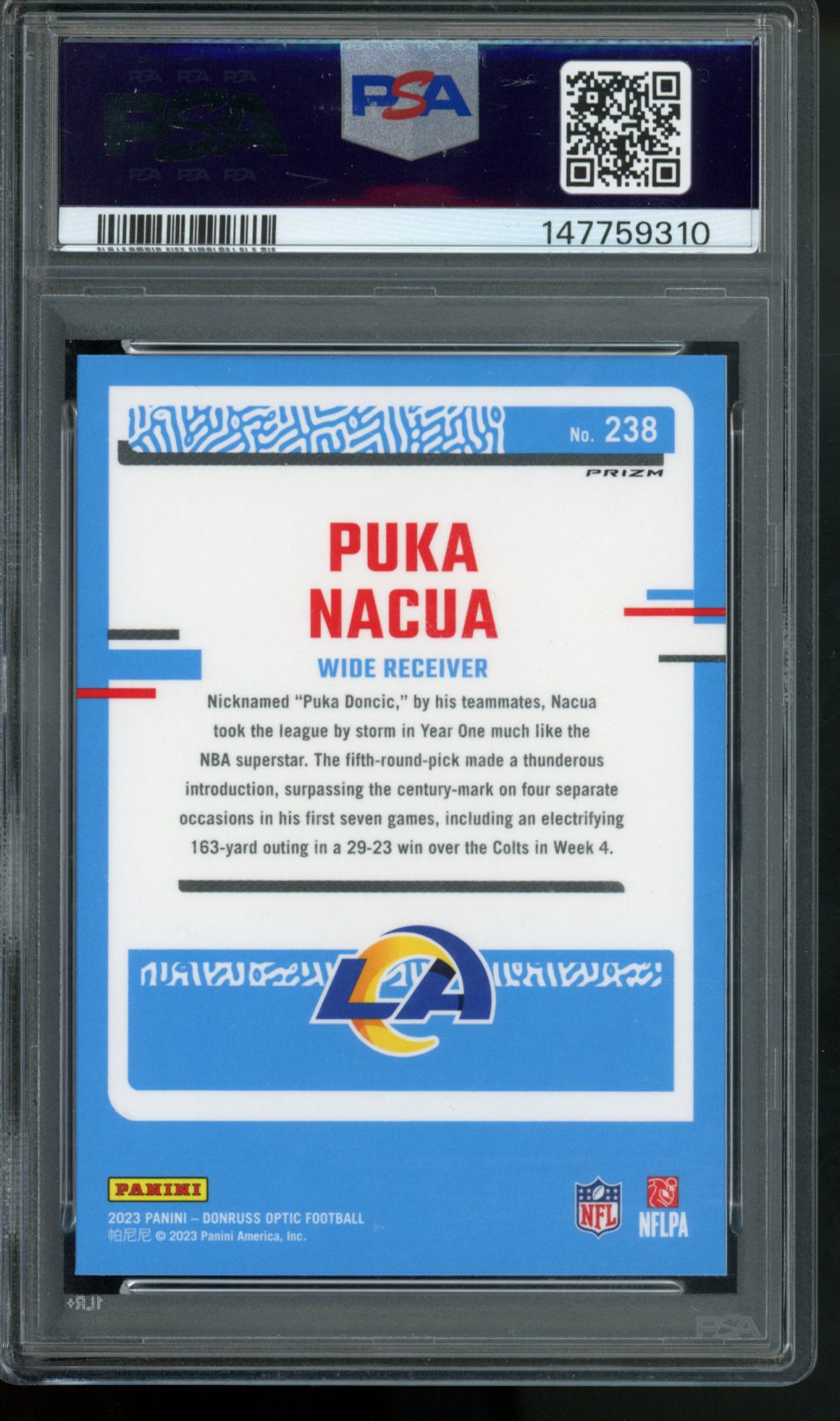2023 DONRUSS OPTIC PUKA NACUA RATED ROOKIE MOJO RED PSA 10 GEM MINT