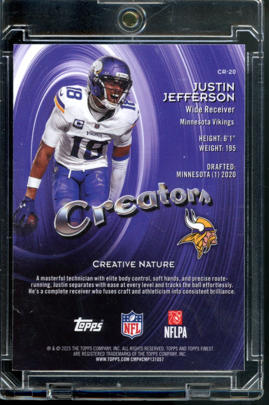 2025 TOPPS FINEST JUSTIN JEFFERSON CREATORS SKY BLUE REFRACTOR /150