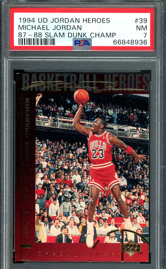 1994 UPPER DECK JORDAN HEROES 87-88 SLAM DUNK CHAMP PSA 7