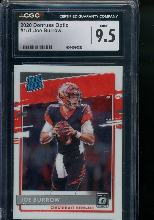 2020 DONRUSS OPTIC JOE BURROW RATED ROOKIE BASE CGC 9.5 MINT