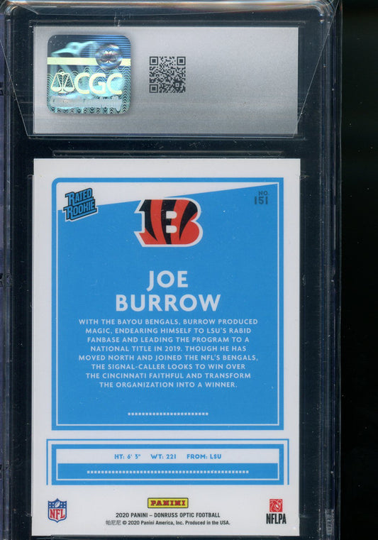 2020 DONRUSS OPTIC JOE BURROW RATED ROOKIE BASE CGC 9.5 MINT