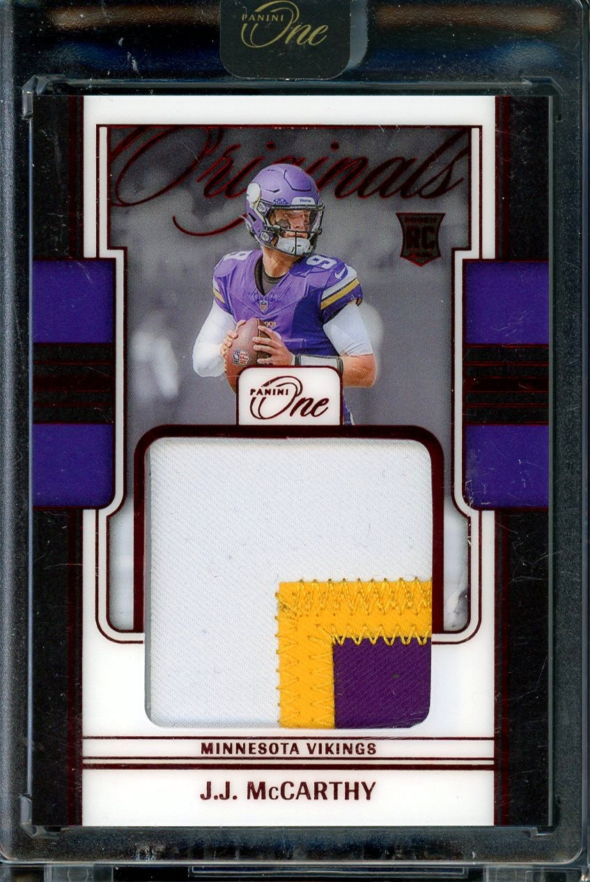 2024 PANINI ONE J.J MCCARTHY ROOKIE ORIGINALS RED /49 TRI COLOR PATCH SEALED