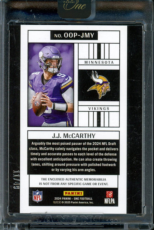 2024 PANINI ONE J.J MCCARTHY ROOKIE ORIGINALS RED /49 TRI COLOR PATCH SEALED