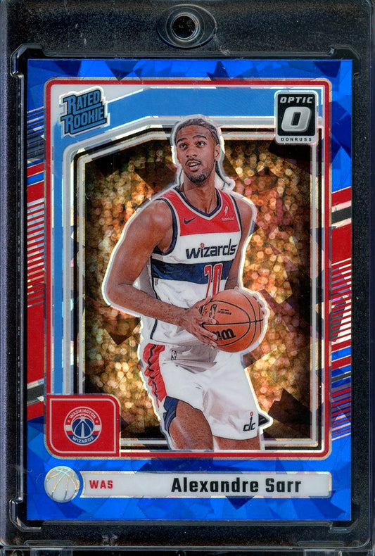 2024-25 PANINI DONRUSS OPTIC ALEXANDRE SARR RATED ROOKIE PREVIEW BLUE CRACKED ICE