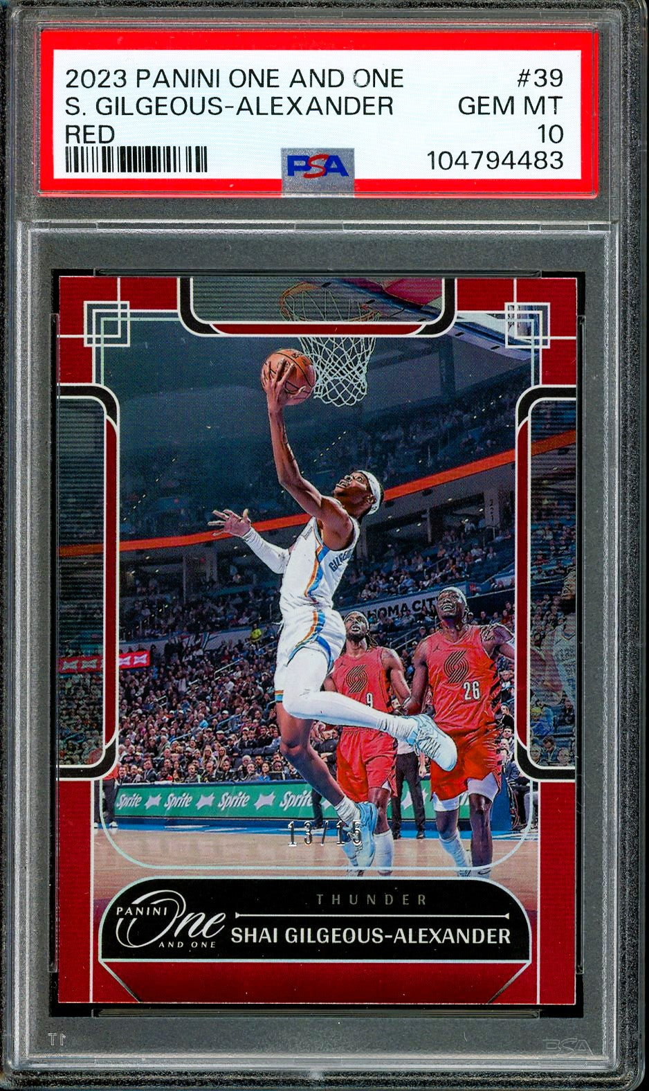 2023 Panini One and One SGA Red /15 Psa 10 Gem Mint Pop 3