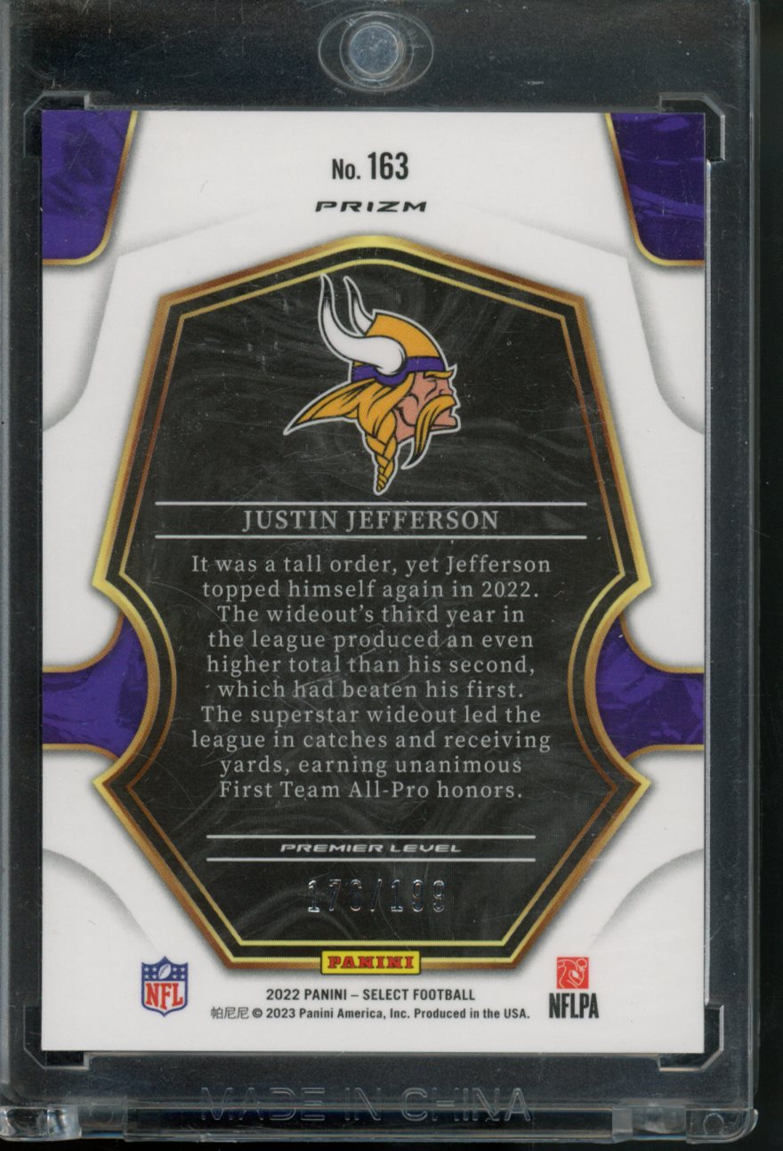 2022 Panini Select #163 Justin Jefferson Tri-Color Prizm #/199