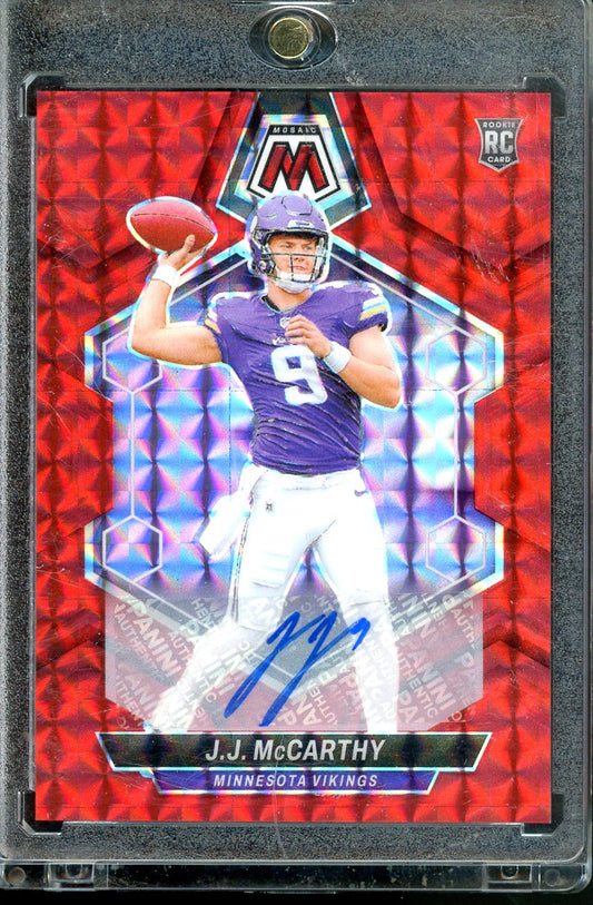 2024 PANINI MOSAIC J.J. McCARTHY ROOKIE AUTO RED MOSAIC /199