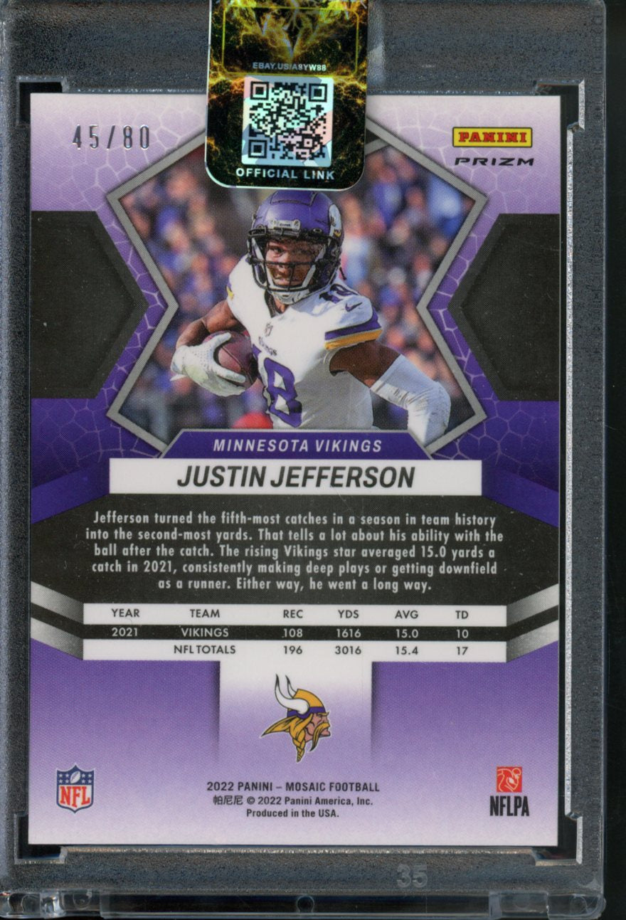 2022 Panini Mosaic - Justin Jefferson #129 Choice Fusion Red & Yellow /80