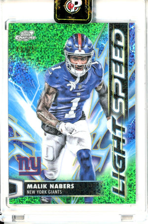 Topps 2024 Chrome Malik Nabers NY Giants Lightspeed LS-33 Green /75