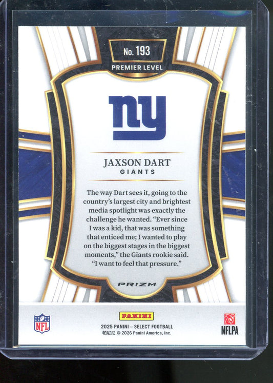2025 PANINI SELECT JAXSON DART PINK SHOCK RC PREMIER LEVEL #193