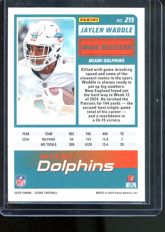 2025 PANINI SCORE JAYLEN WADDLE GOLD SPECKLE /499 #215