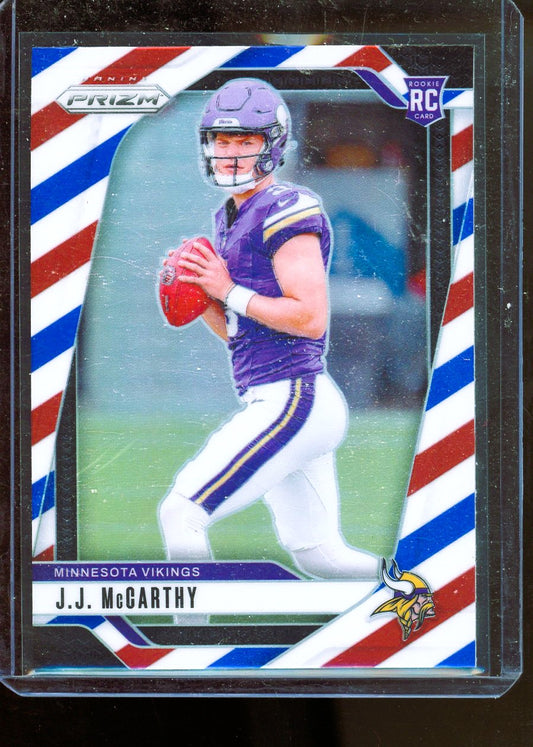 2024 PANINI PRIZM JJ MCCARTHY RED WHITE AND BLUE RC #400