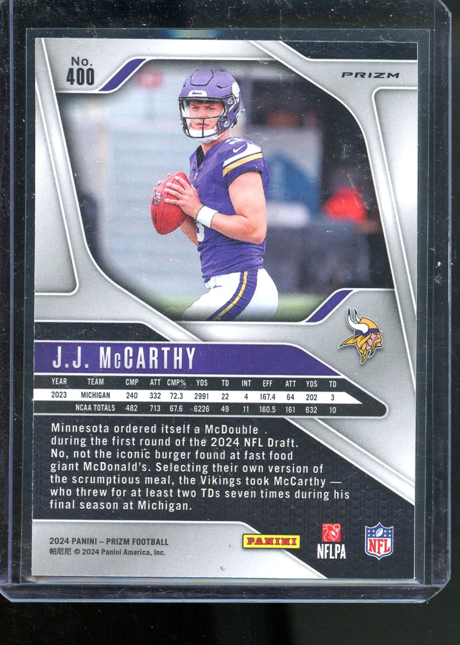 2024 PANINI PRIZM JJ MCCARTHY RED WHITE AND BLUE RC #400