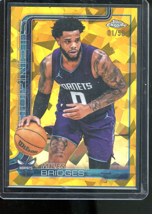 2025 TOPPS CHROME MILES BRDGES SAPPHIRE GOLD /50 1ST ON THE PRINT
