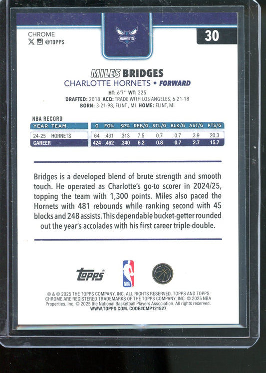 2025 TOPPS CHROME MILES BRDGES SAPPHIRE GOLD /50 1ST ON THE PRINT