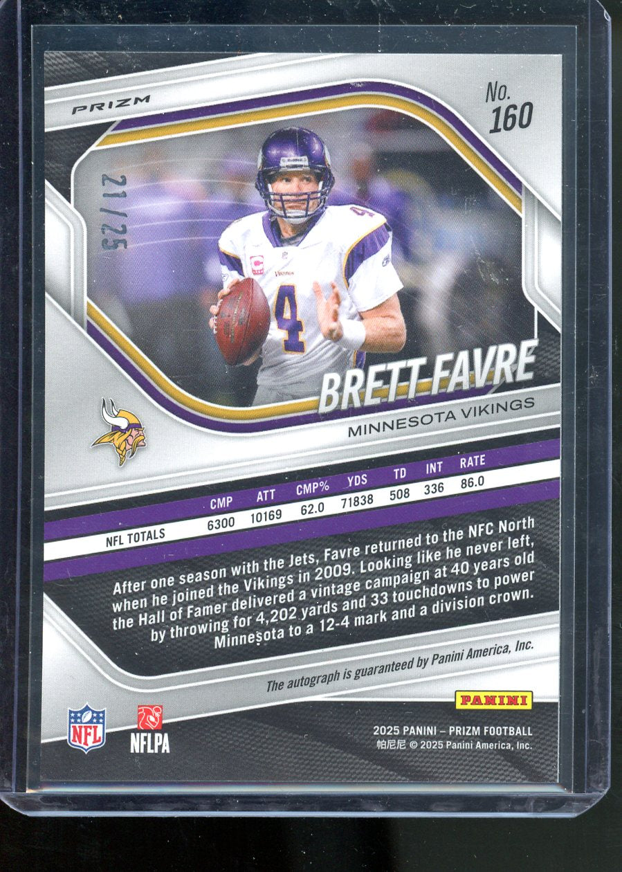 2025 PANINI PRIZM BRETT FAVRE BLUE SHIMMER AUTO /25 FOTL