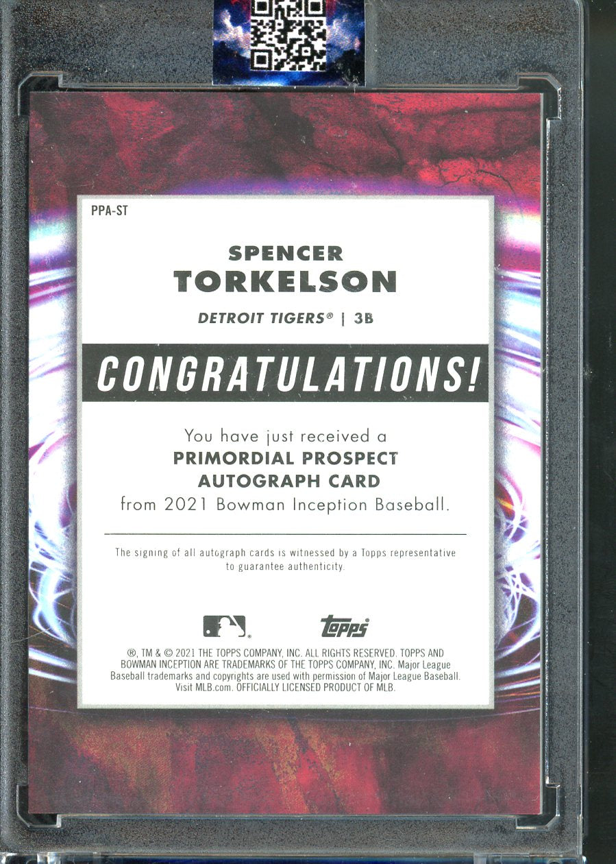 2021 TOPPS BOWMAN INCEPTION SPENCER TORKELSON PRIMORDIAL BLUE AUTO /75