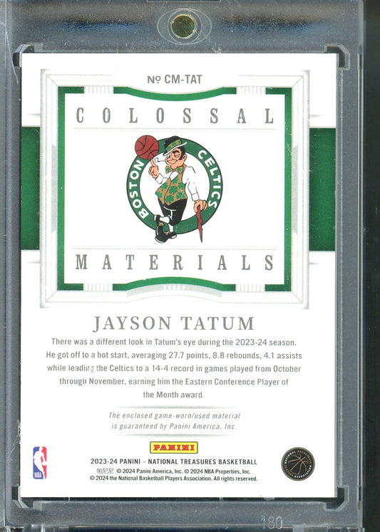 2023 Panini National Treasures Jayson Tatum #PATCH /99 Game Worn Jumbo Jersey