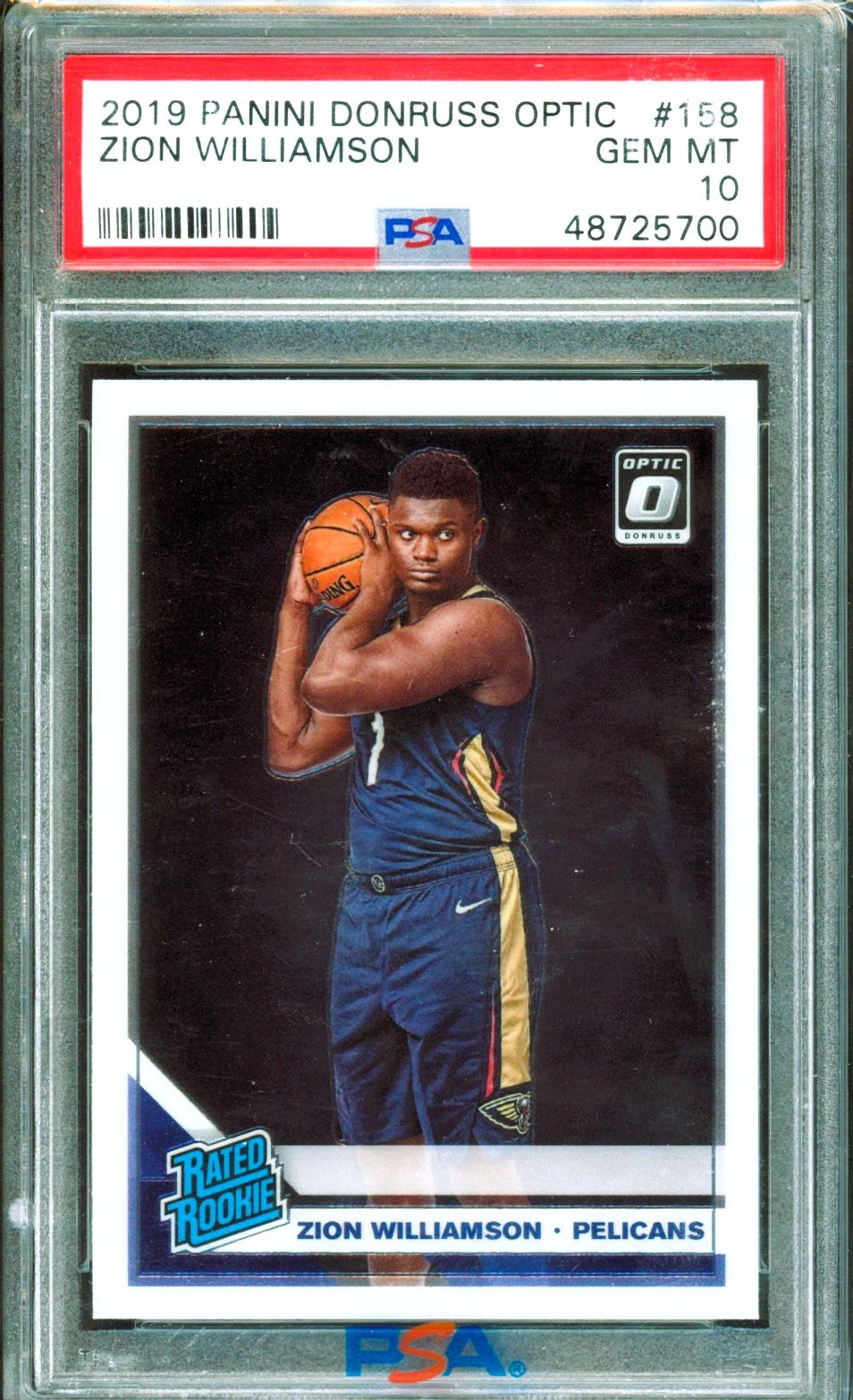 2019 PANINI DONRUSS OPTIC ZION WILLIAMSON RATED ROOKIE PSA 10