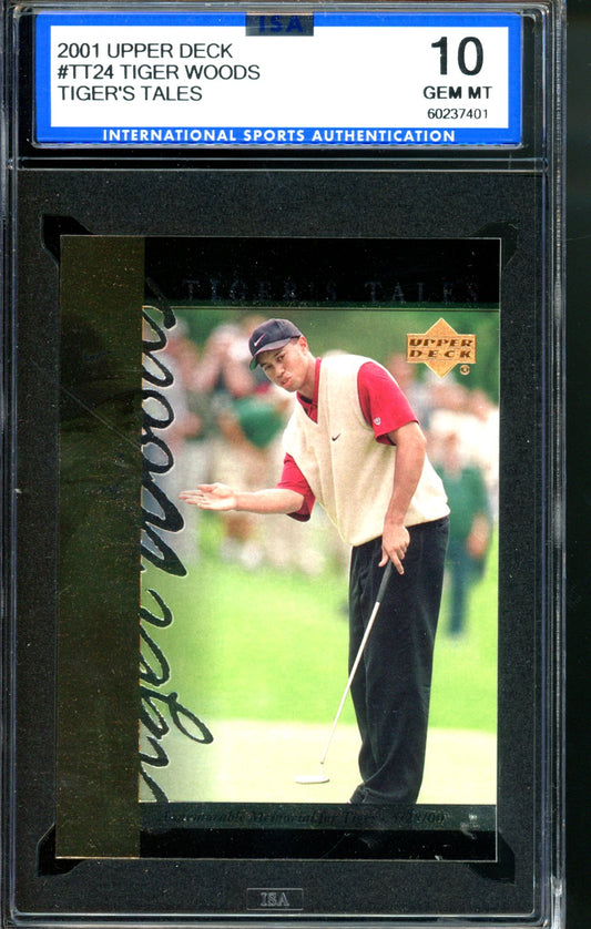 2001 UPPER DECK TIGER WOODS ROOKIE TIGERS TALES ISA 10 GEM MINT