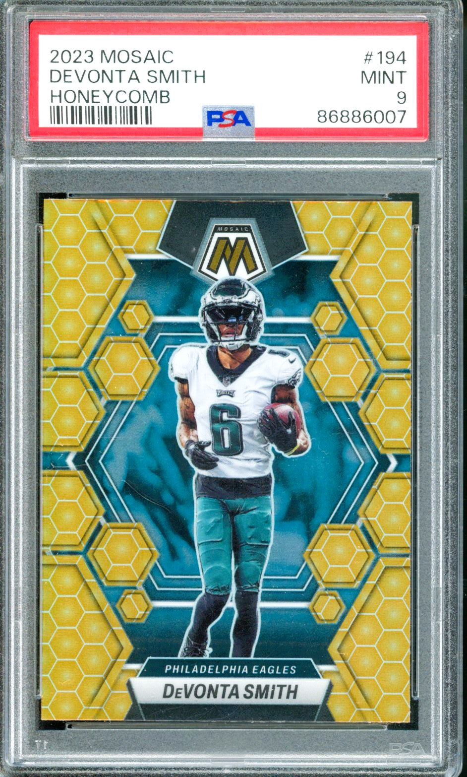 2023 MOSAIC DEVONTE SMITH HONEYCOMB CASE HIT PSA 9