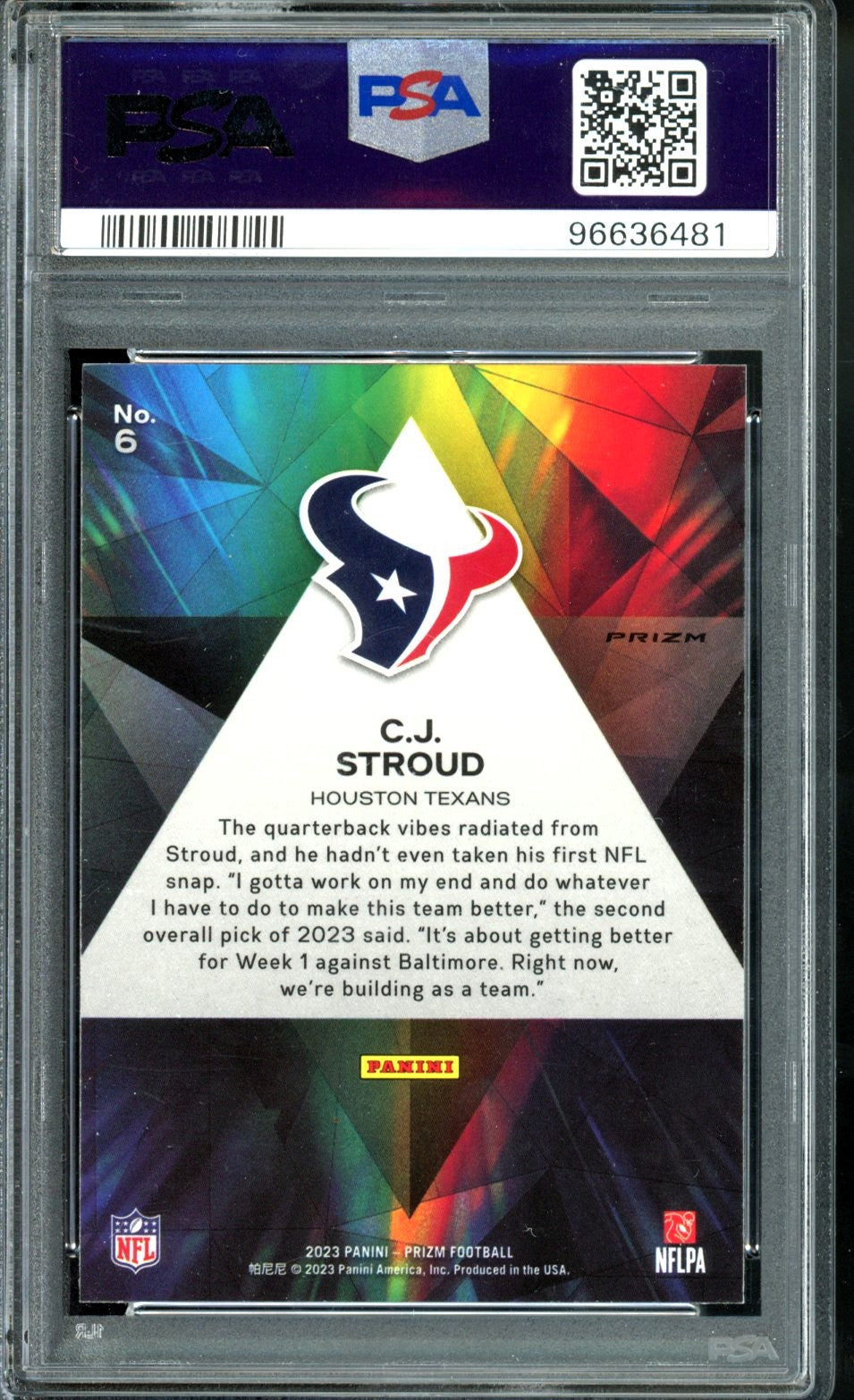 2023 PRIZM CJ STROUD PRIZMATIC GREEN WAVE PSA 10