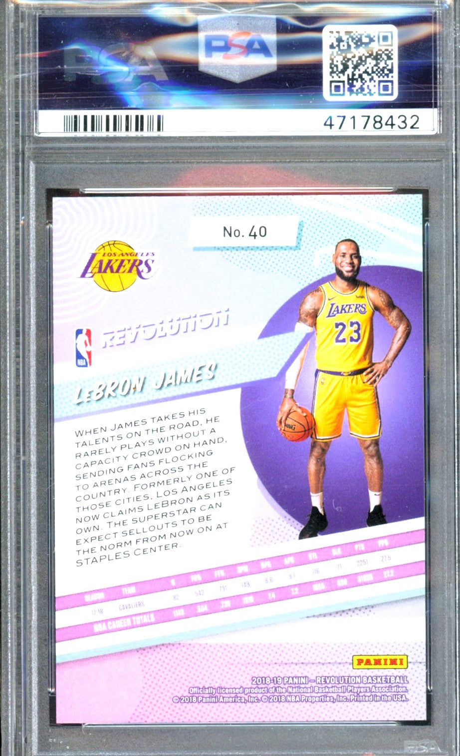 2018 PANINI REVOLUTION LEBRON JAMES PSA 10 1ST LAKER CARD