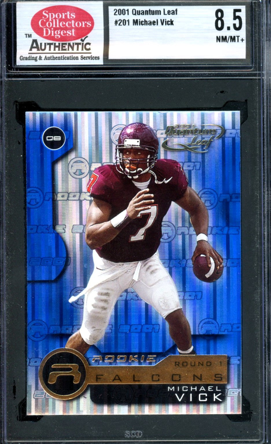2001 QUANTUM LEAF MICHAEL VICK ROOKIE SCDA 8.5
