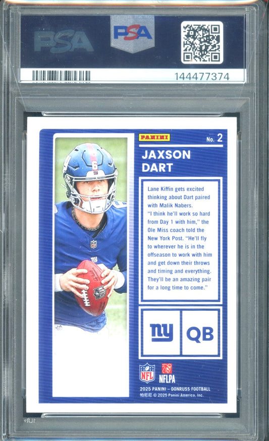 2025 DONRUSS JAXSON DART THE ROOKIES PSA 9