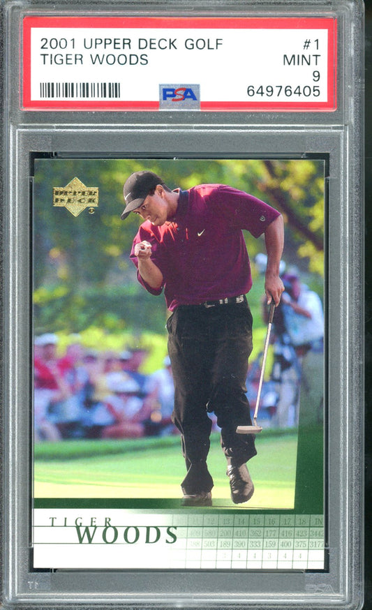 2001 UPPER DECK GOLF TIGER WOODS ROOKIE PSA 9