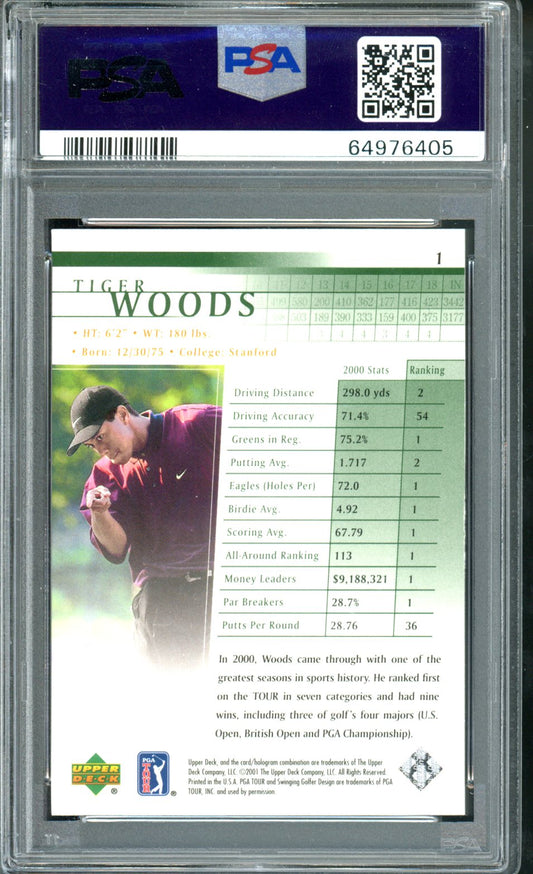 2001 UPPER DECK GOLF TIGER WOODS ROOKIE PSA 9