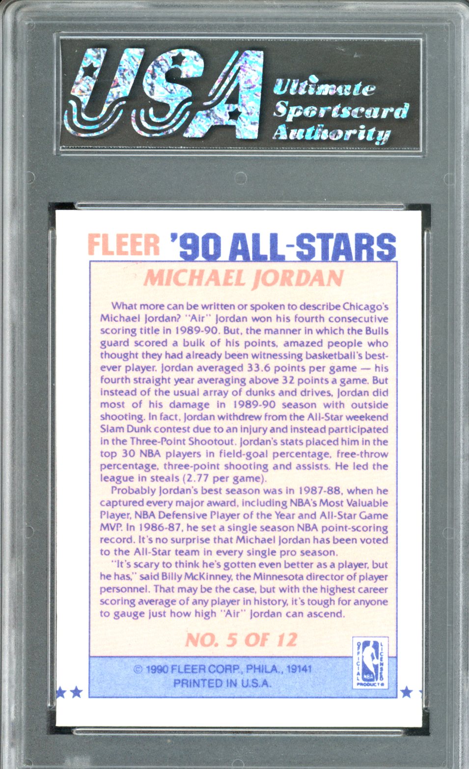 1990-91 FLEER MICHAEL JORDAN ALLSTARS USA 8.0 NMT