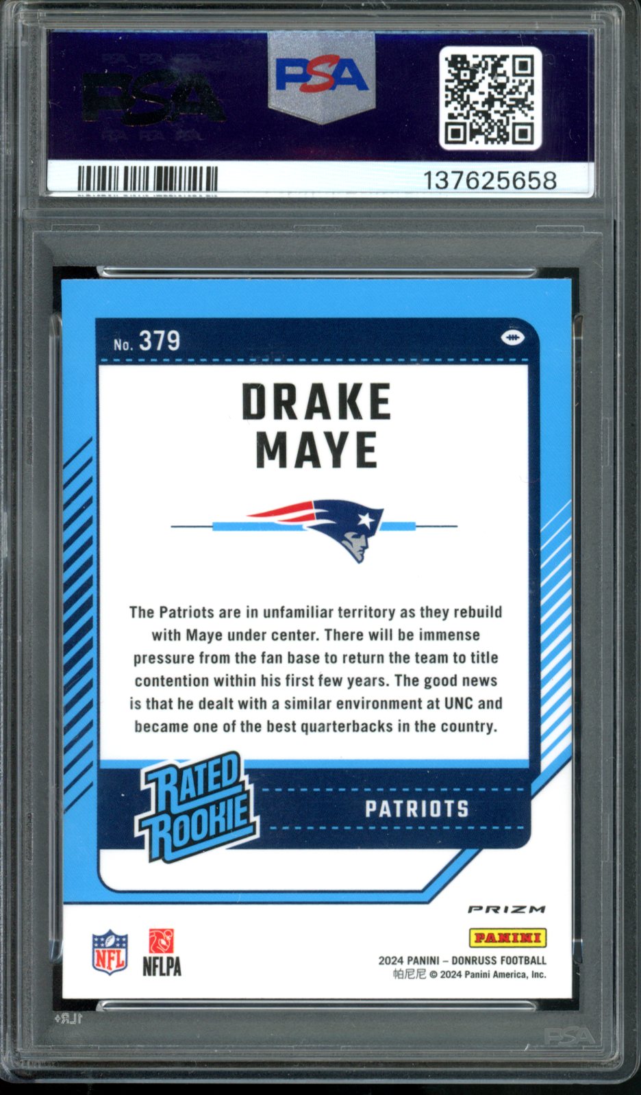 2024 PANINI DONRUSS DRAKE MAYE OPTIC REVIEW RED WAVE PSA 9 (SCRATCH ON PSA HOLDER)