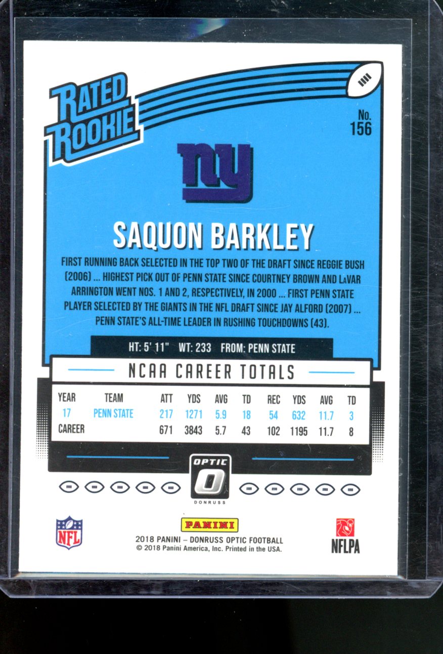 2018 DONRUSS OPTIC SAQUON BARKLEY BASE RATED ROOKIE