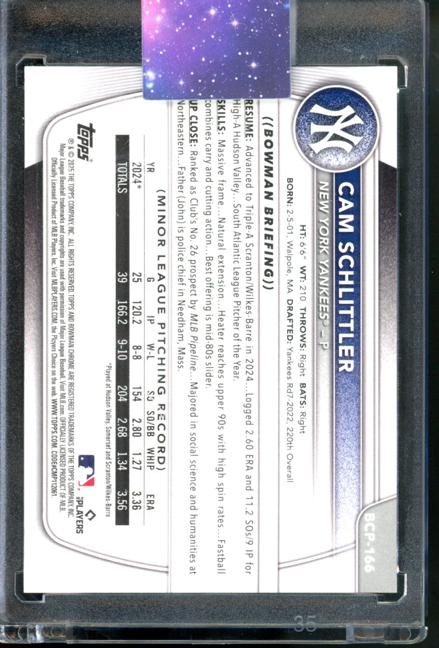 2025 TOPPS BOWMAN CHROME SAPHIRE CAM SCHLITTLER 1ST BOWMAN