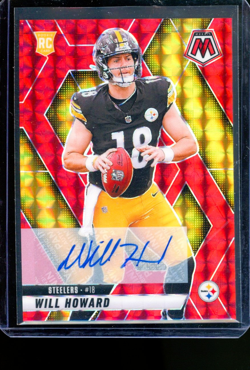 2025 PANINI MOSAIC WILL HOWARD RED PRIZM MOSAIC ROOKIE AUTO /199