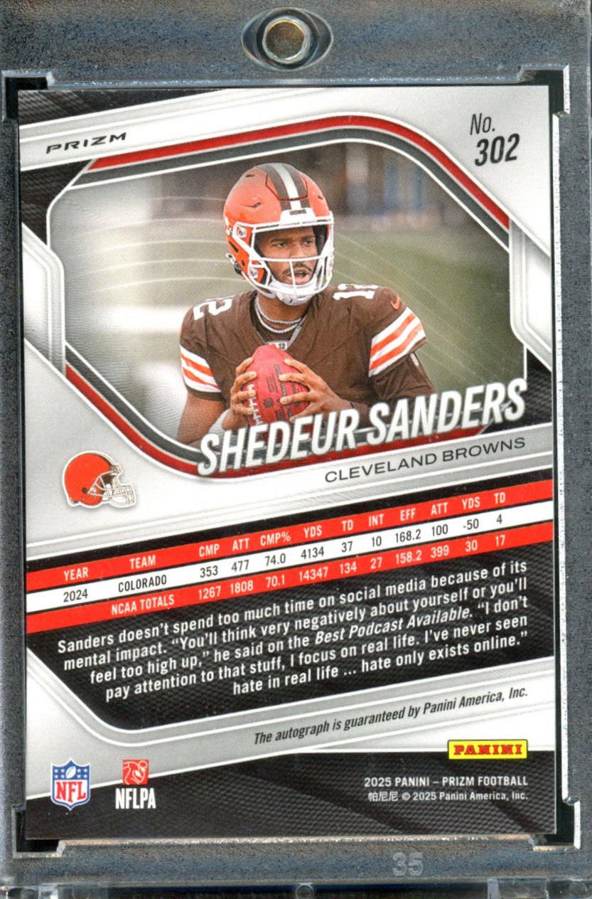 2025 PANINI PRIZM SHEDEUR SANDERS NO HUDDLE ROOKIE AUTO