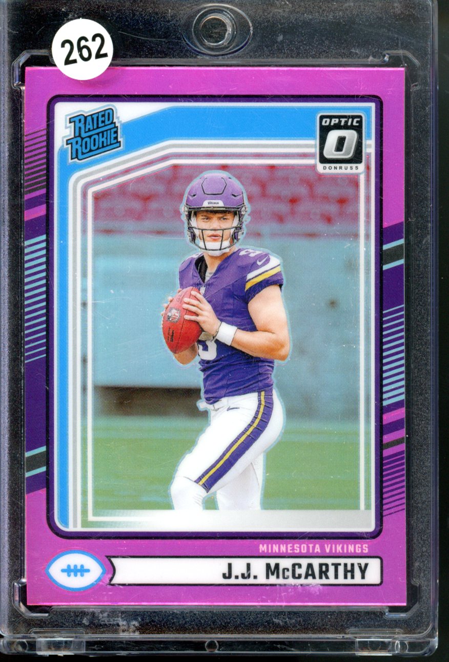 2024 PANINI DONRUSS J.J. MCCARTHY OPTIC PREVIEW PINK RATED ROOKIE