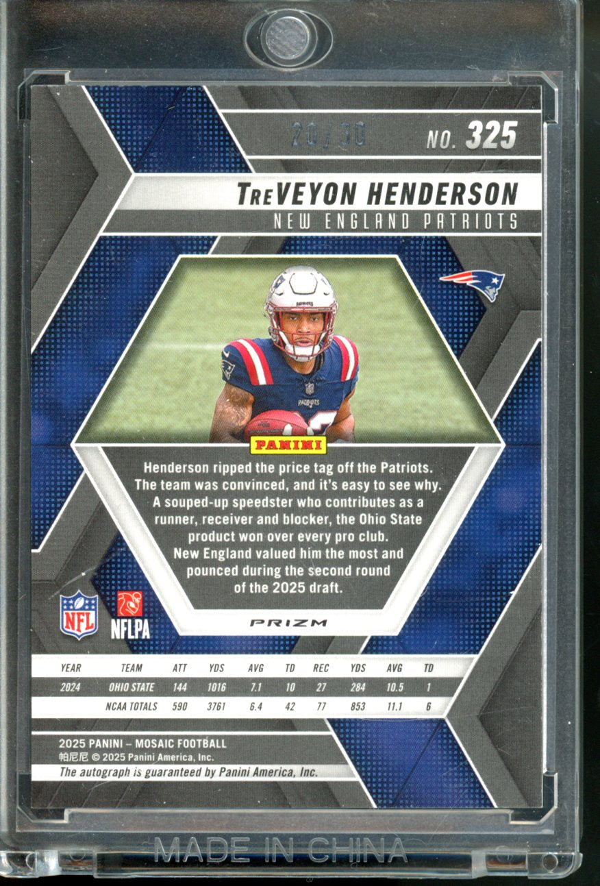 2025 PANINI MOSAIC FOTL TREVEYON HENDERSON GREEN SPECTRIS ROOKIE AUTO /30