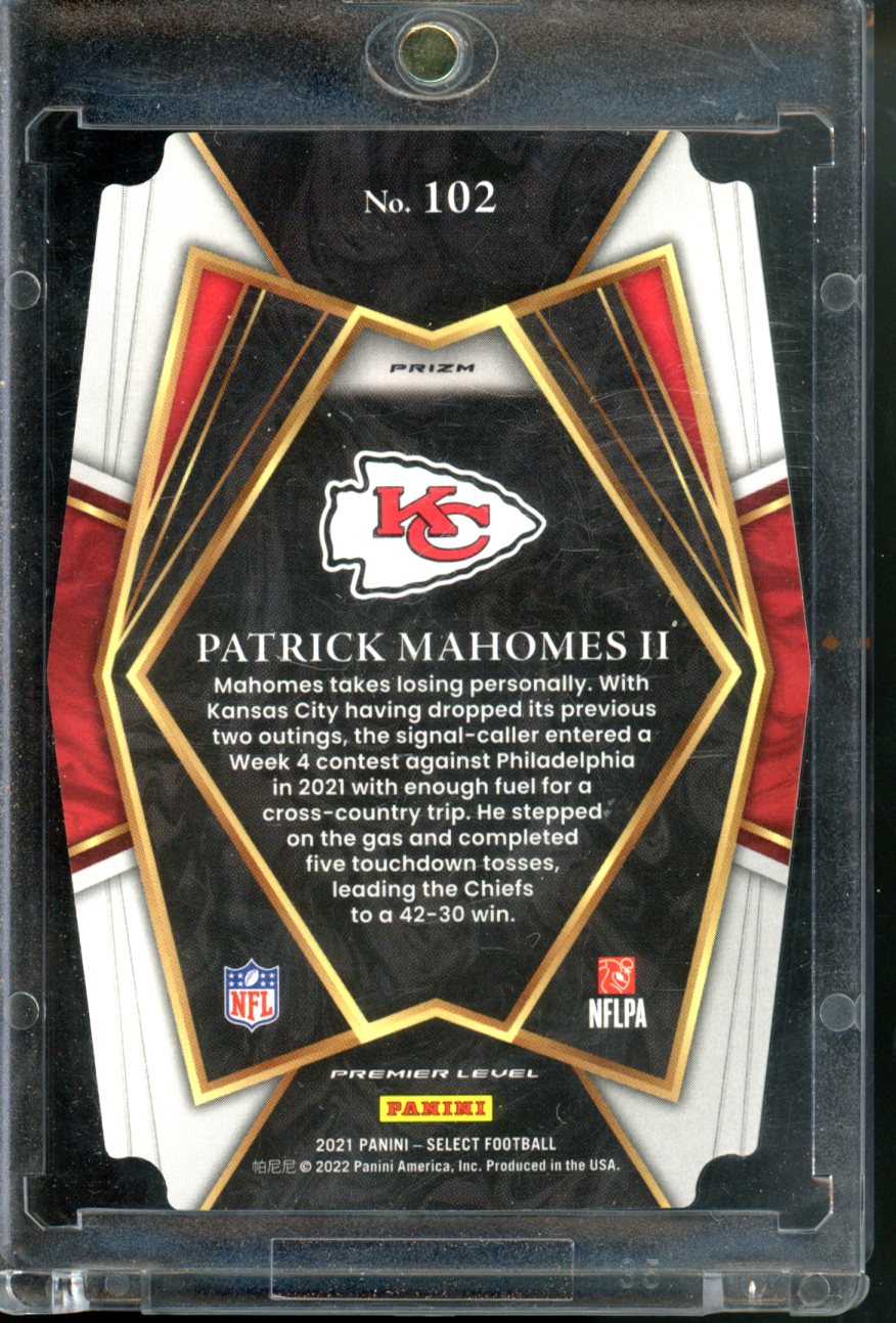 2021 PANINI SELECT PATRICK MAHOMES II BLACK/GOLD PRIZM DIE-CUT PREMIER LEVEL #102